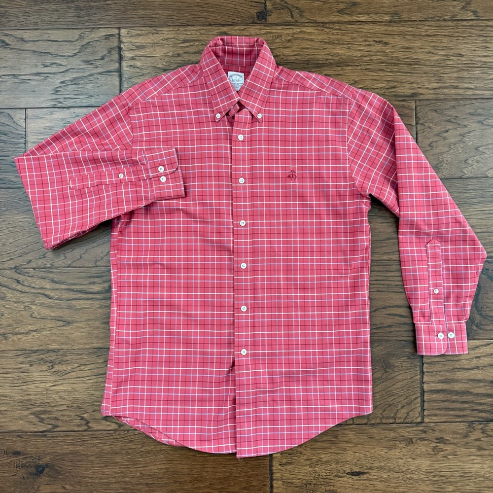 Brooks Brothers Red Plaid Shirt S Supima Cotton‎ Non-Iron Casual
